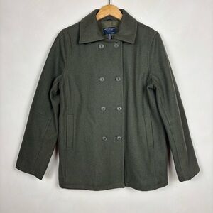 American Eagle Women’s Wool Blend Pea Coat Olive Green Double Breasted L